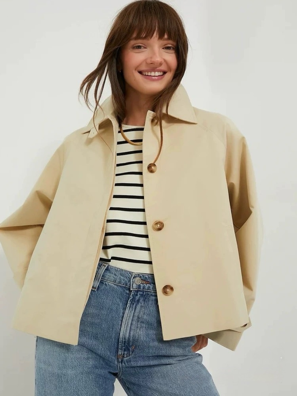 Tuckernuck Short Trench Coat in Classic Tan Beige Size S